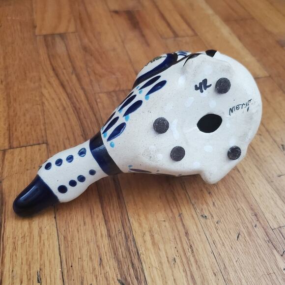 Vintage Signed Tonala Stoneware Duck Figurine Handcrafted Painted Mexican Decor - Picture 6 of 10